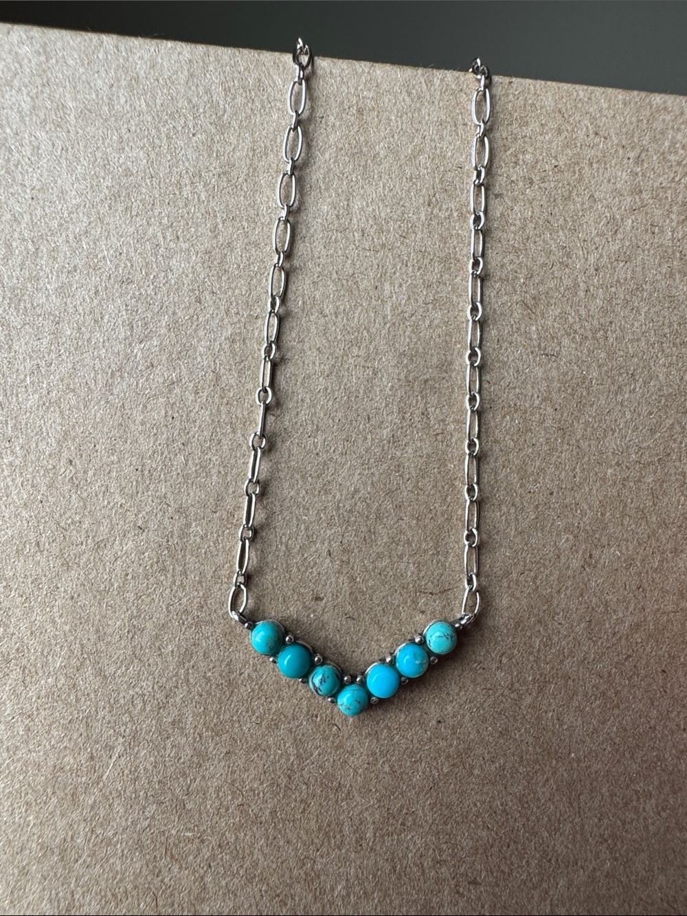 Sterling silver Turquoise Beaded V-Chain Necklace - Women's Jewelry